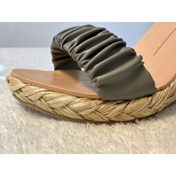 Dolce Vita Noor Espadrille Wedge Sandals 7.5 Light Gray Leather Ankle Strap - Picture 4 of 12